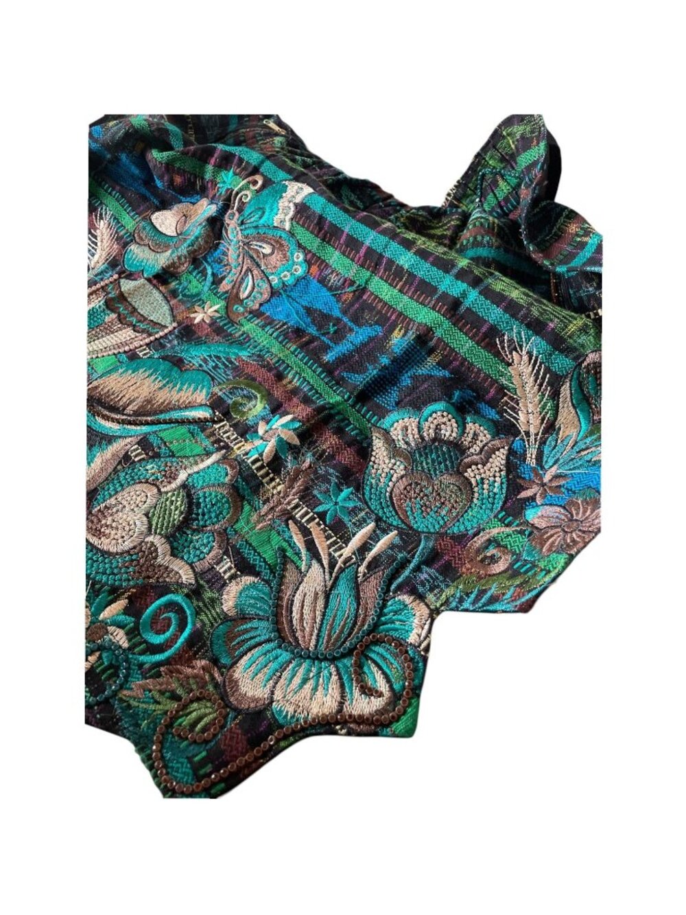 Vintage Guatemalan Hand Woven Half Apron Delantal Intricate Butterfly Floral Emb - Picture 13 of 15